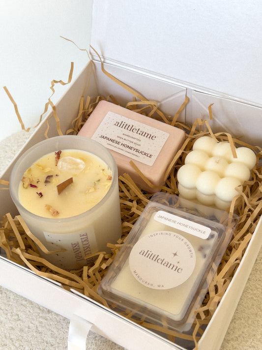 Medium Luxury Gift Box with Bubble Candle, Soap, Melts, and Medium Candle in Magnetic Gift Box